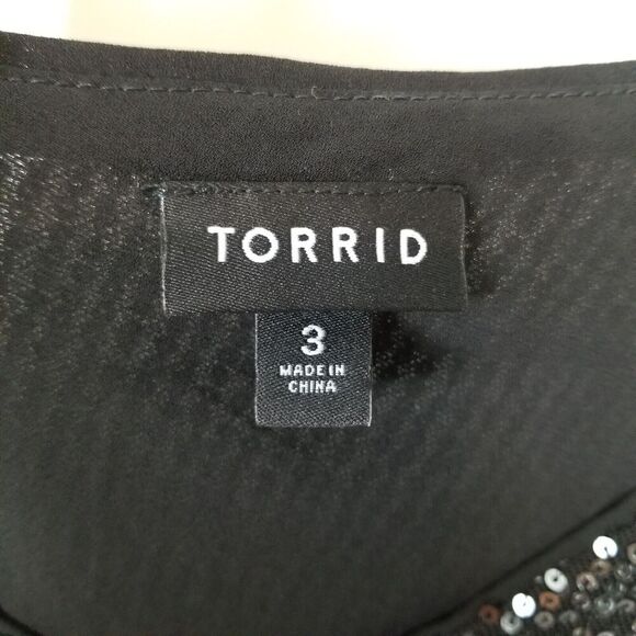 Torrid Women Plus Sophie Sequin Ombre Swing Cami Top Sz 3X Black Party Blouse - Picture 5 of 6